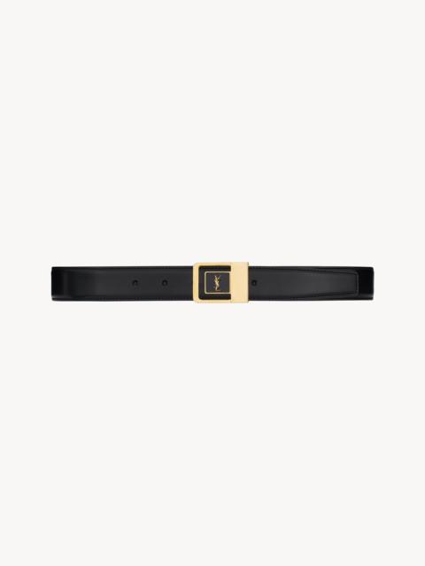 female buckle belt in lacquered leather