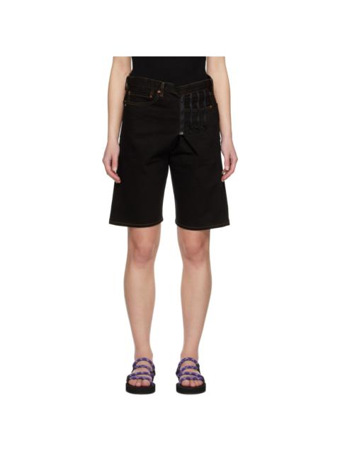 Black Upcycled Denim Shorts
