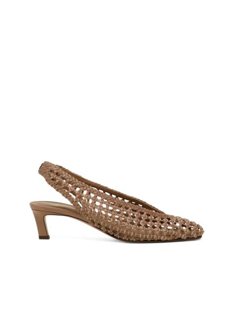46mm woven-effect slingback pumps