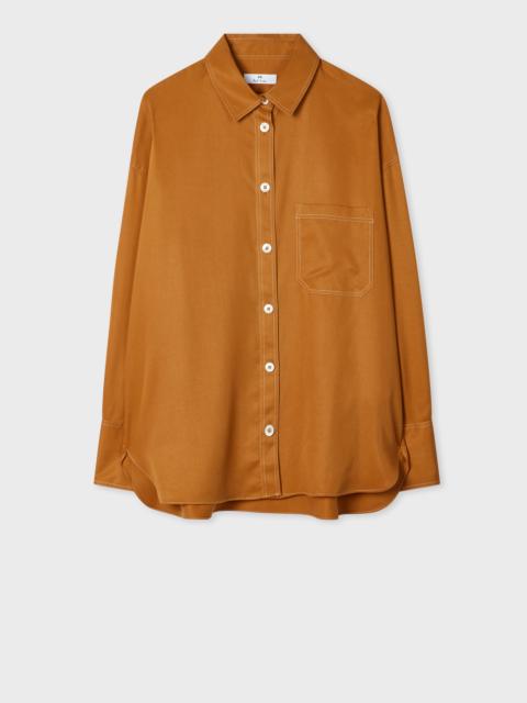 Women's Camel Shirt with Topstitching