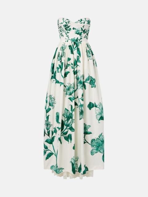 Tonia floral lace-trimmed cotton maxi dress