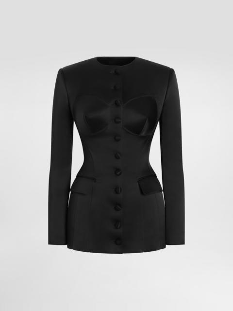 Single-breasted duchess jacket with conical cups