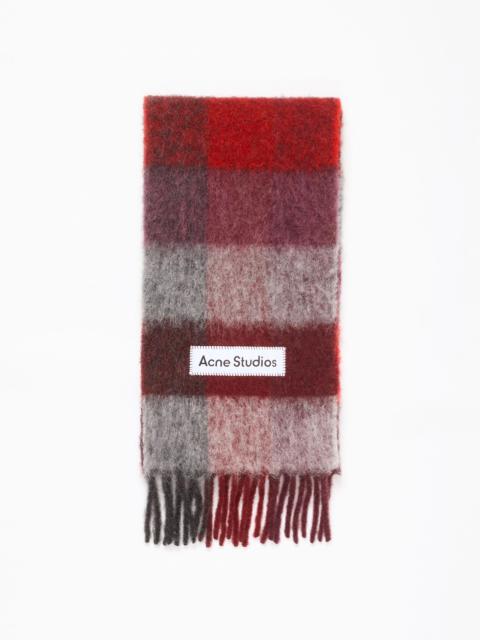 Mohair checked scarf - Red/black