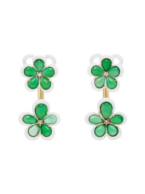 Green & White Flower Earrings
