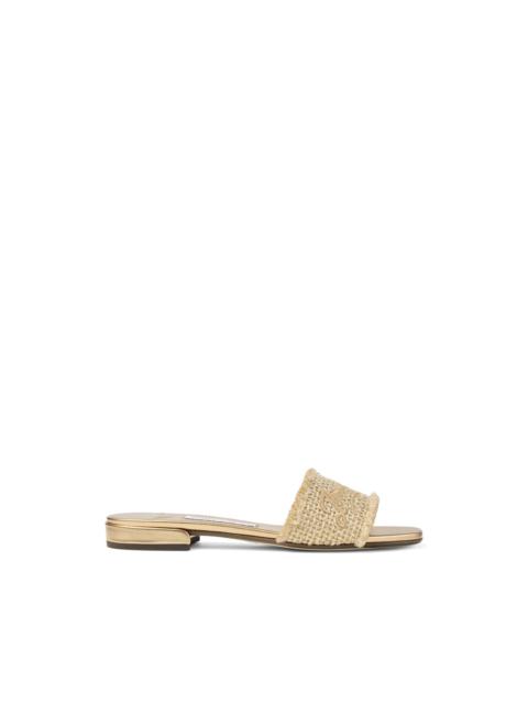 logo fringed flat sandals