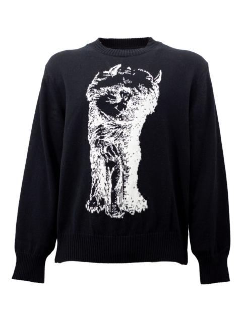 cat-print crew-neck sweater