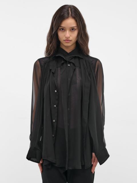 Black Deconstructed Layered Draping Shirt