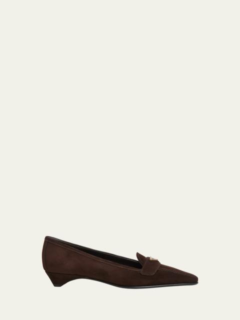 Suede Pointed-Toe Loafers