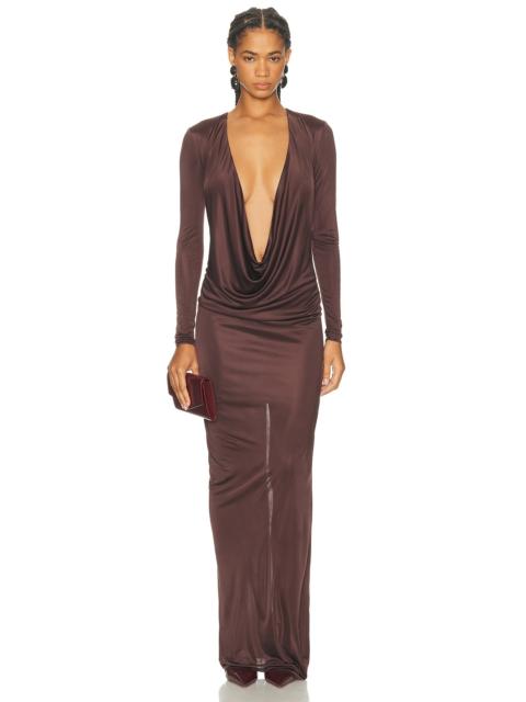 Plunge Neck Long Dress