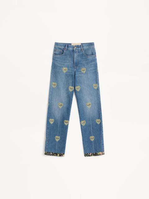 EMBROIDERED DENIM PANTS