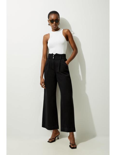 Petite Denim Wide Leg Trousers