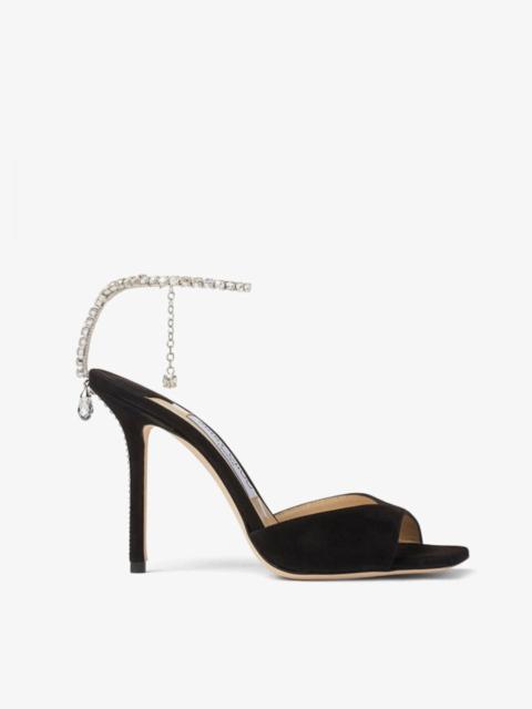 Saeda Sandal 100
Black Suede Sandals with Crystal Embellishment