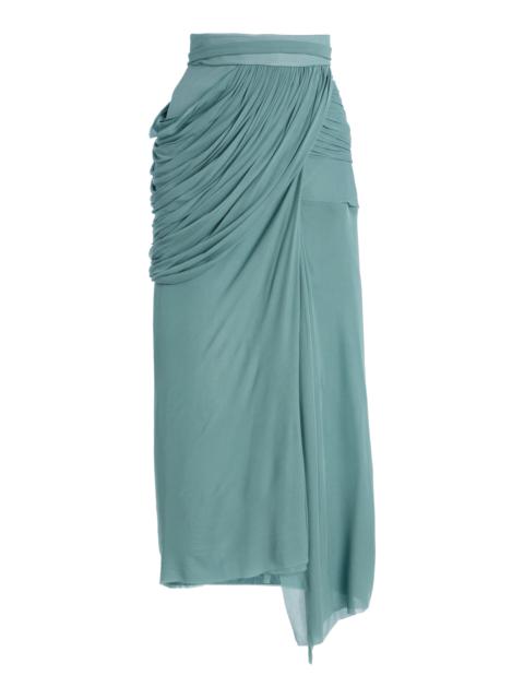 Exclusive Savour Draped Chiffon Skirt blue
