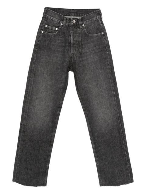 frayed straight-leg jeans