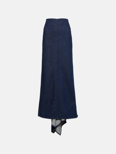 Low-rise denim maxi skirt