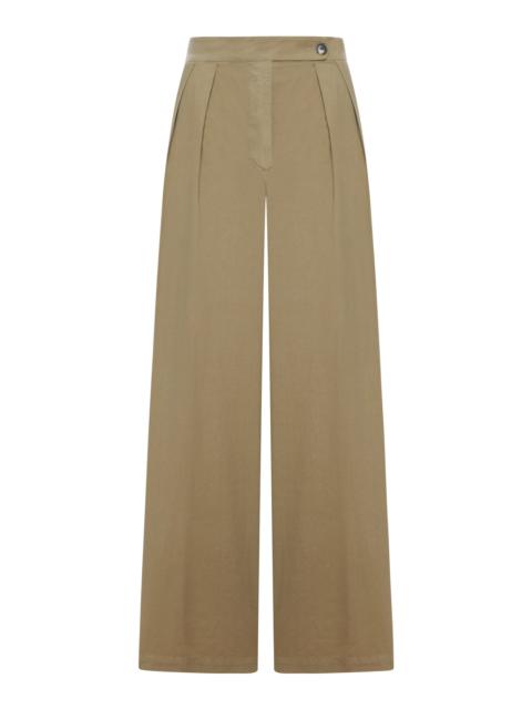 CEMENT-COLOURED TROUSERS WITH PLEATS AND SIDE BUTTONS