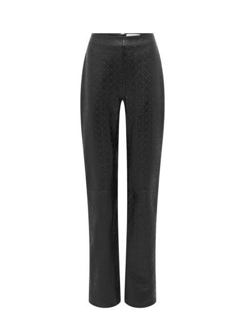 Satin Grain Leather Wide Leg Pants