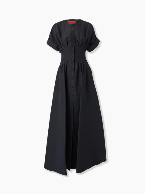 Rolled Sleeves Button-Front Gown