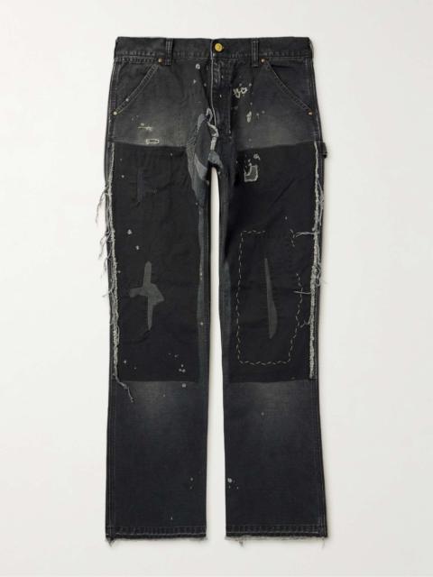 Straight-Leg Distressed Patchwork Jeans