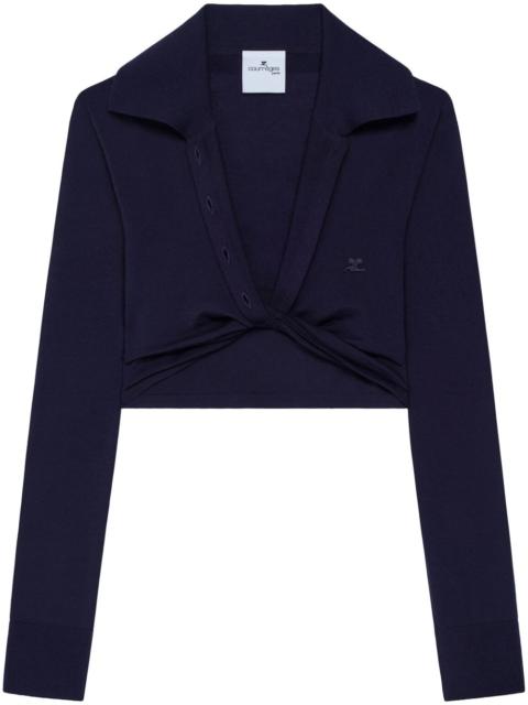 twist-detail cropped polo jumper