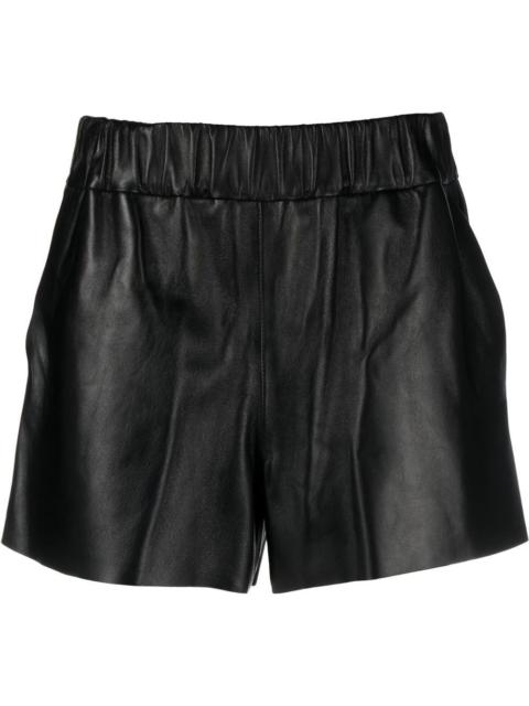 elasticated waist leather mini shorts