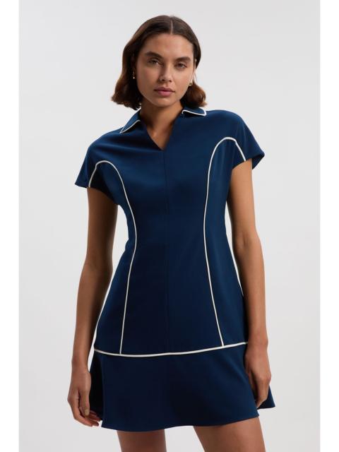 Tailored Crepe Tipped Tailored Mini Shirt Dress