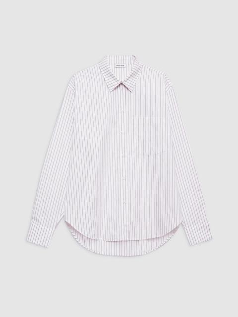 Braxton Shirt - White And Bordeaux Monogram Stripe