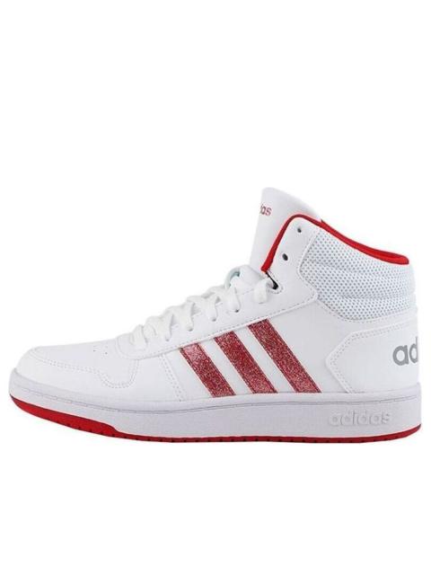 (WMNS) adidas neo Hoops 2.0 Mid 'White Red' FW5695
