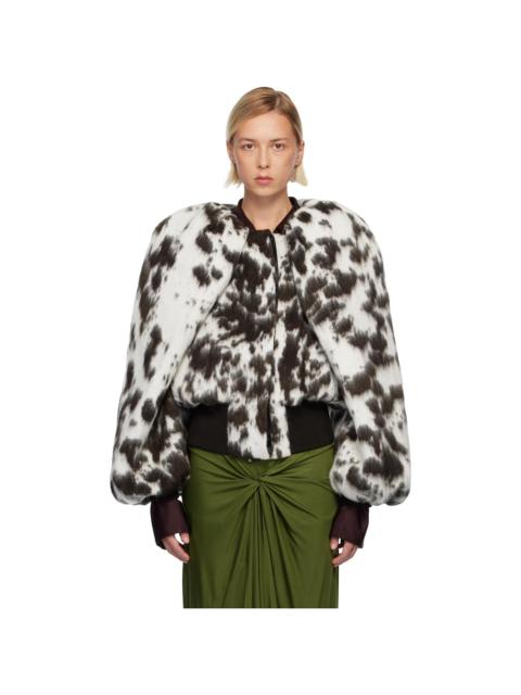 Off-White & Brown Brushed Bomber Jacket