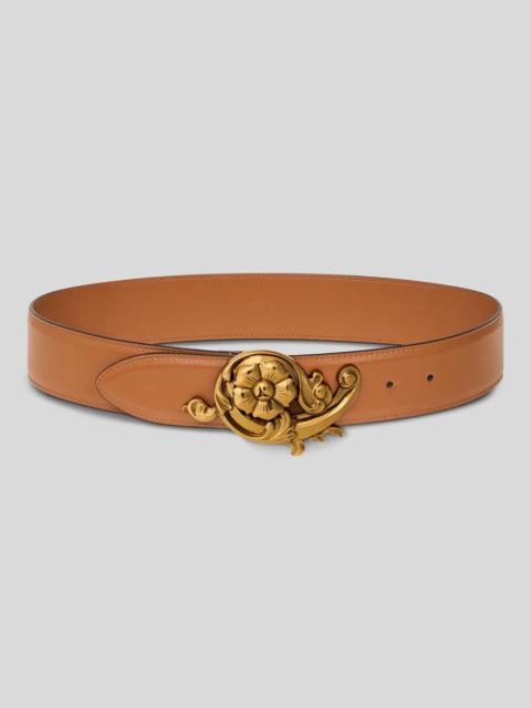 LEATHER BELT WITH FLORAL BUCKLE