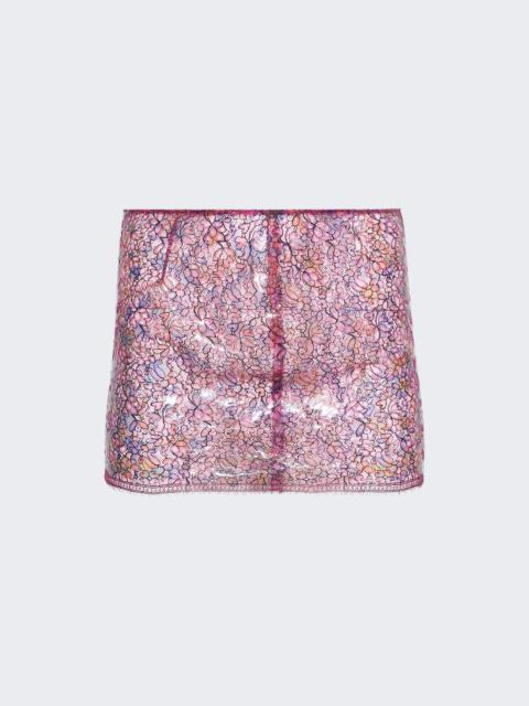 Sheer Handpainted Lace Mini Skirt Wisteria