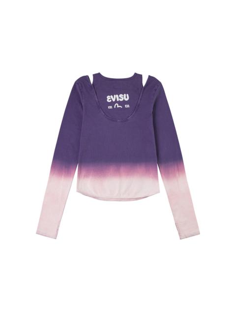 Logo Print and Gradient Tie-dye Regular Fit 2-in-1 Long-sleeve Top