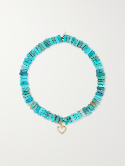 Arizona Small 14-karat Gold, Turquoise And Diamond Bracelet