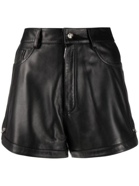 pin-embellished leather shorts