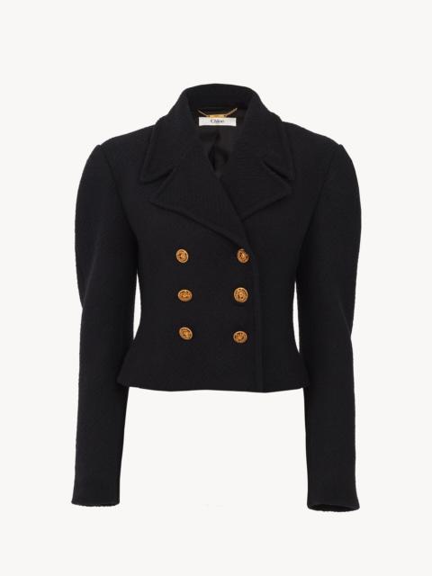 DOUBLE-BREASTED CROPPED JACKET IN WOOL BOUCLETTE