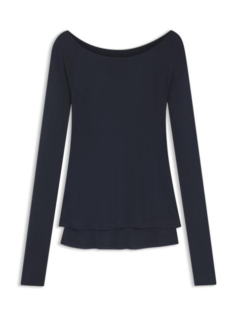 SHEER-JERSEY TOP WITH DOUBLE LAYER