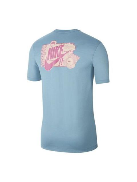 Nike As Men's Nike Sportswear Tee Shoe Box Printing Male Blue CT6869-424