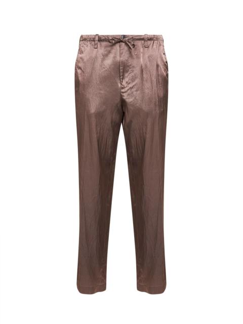 Old rose viscose and cotton straight-leg trousers