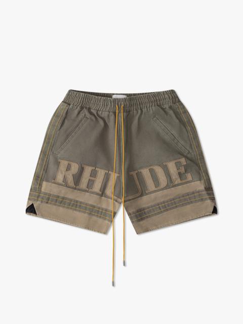 Rhude RHUDE EMB. CANVAS LOGO SHORTS | REVERSIBLE