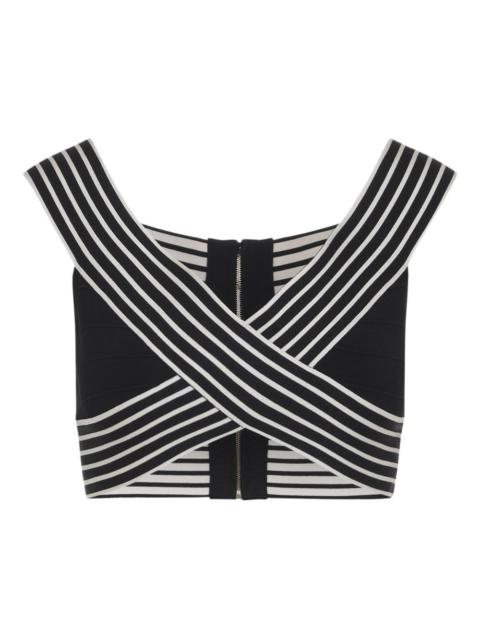 striped zip-fastening top