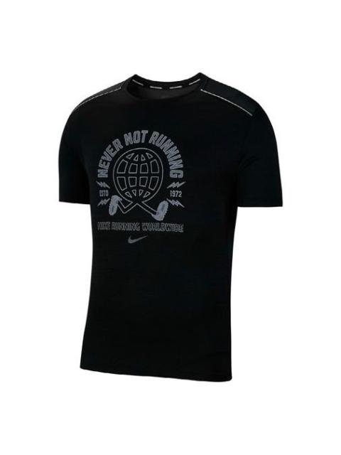 Nike Miler Wild Run Earth Printing Short Sleeve Black CJ5404-010
