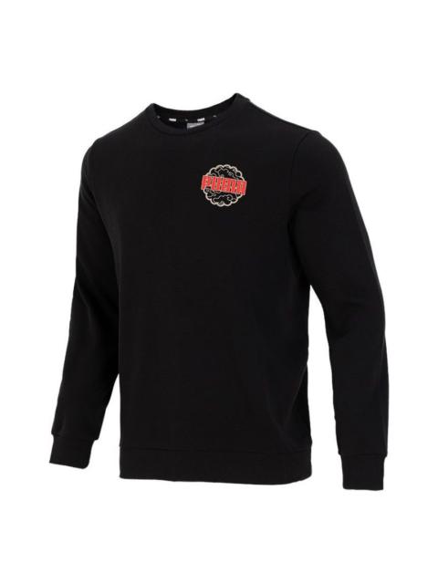 PUMA Logo Printing Sports Round Neck Pullover Black 532912-01