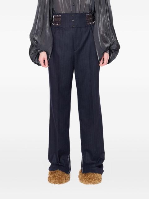 beaded pinstripe trousers