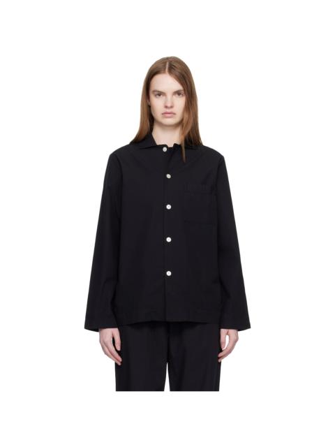 Black Poplin Long-Sleeved Pyjama Shirt