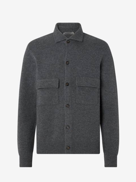 Melange grey wool and cashmere shirt