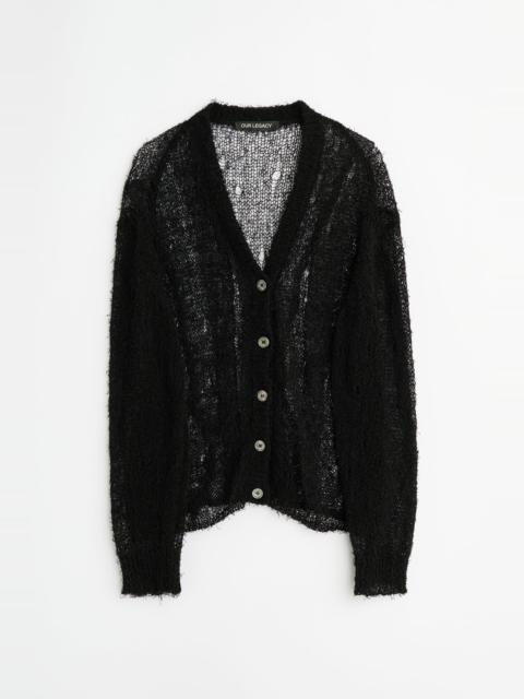 Academy Cardigan Black Ragged Open Linen
