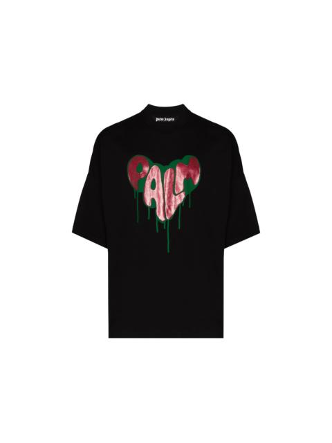 Palm Angels Palm Spray Heart T-Shirt Black Red Green