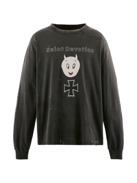 long-sleeve graphic-print T-shirt