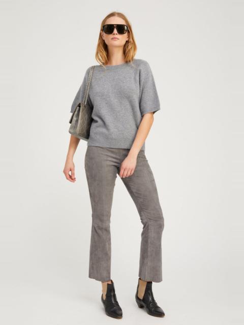GREY CASHMERE SHORT SLEEVE RAGLAN SWEATER