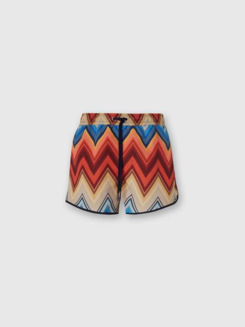 Swim shorts with macro zigzag print